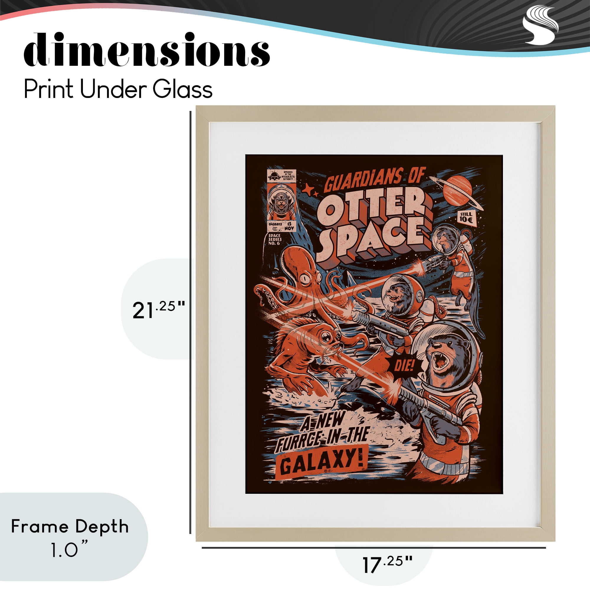 Stupell Industries Guardians Of Otter Space Retro Birch Framed Print Under Glass, design by EduEly Designs