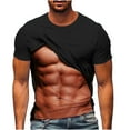 thumbnail image 2 of Ceisia Men 3D Fake Muscle T Shirt Short Sleeve Crew Neck Novelty Print Casual Regular Fit Soft Cotton Funny Prank Top Black L Gifts for Father, 2 of 5