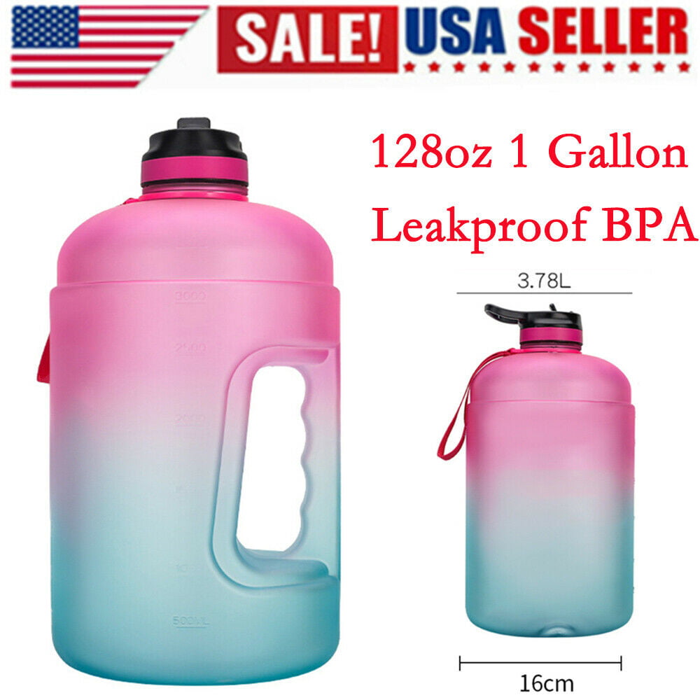 Details about   1 Gallon 128oz Motivational Sport Water Bottle with Time Marker 