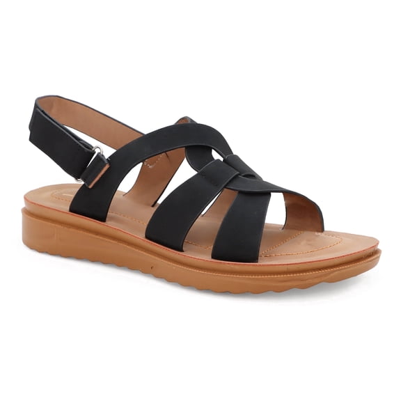 Women's Comfort Sandals – Criss Cross Slingback Footbed Sandals for Walking & Casual Wear