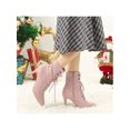 thumbnail image 6 of BLISSFUL STEP Women's Ankle Boots Faux Suede Lace Up Pointed Toe Stiletto Heel Ankle Booties Dust Pink 7, 6 of 8