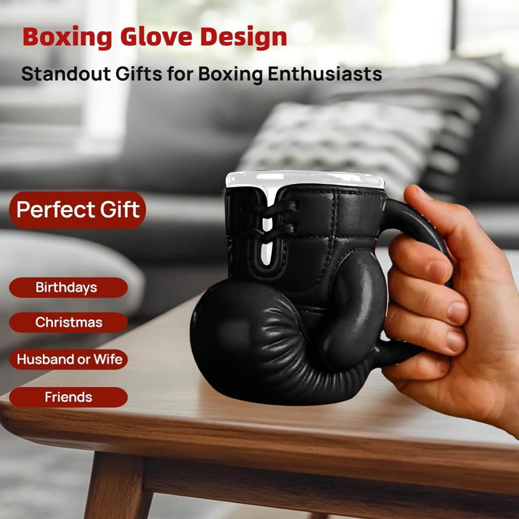 lanema Boxing Glove Inspired Nonrust Steel Coffee Mugs For Athletes And Sports Enthusiasts Durable 3D Design Gift For Coaches