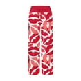 thumbnail image 6 of Women's Pajama Pants Sleepwear, Casual Drawstring Elastic Waist Pants, Comfy Straight Yoga Loose Trousers with Love Print,Red,2XL, 6 of 7