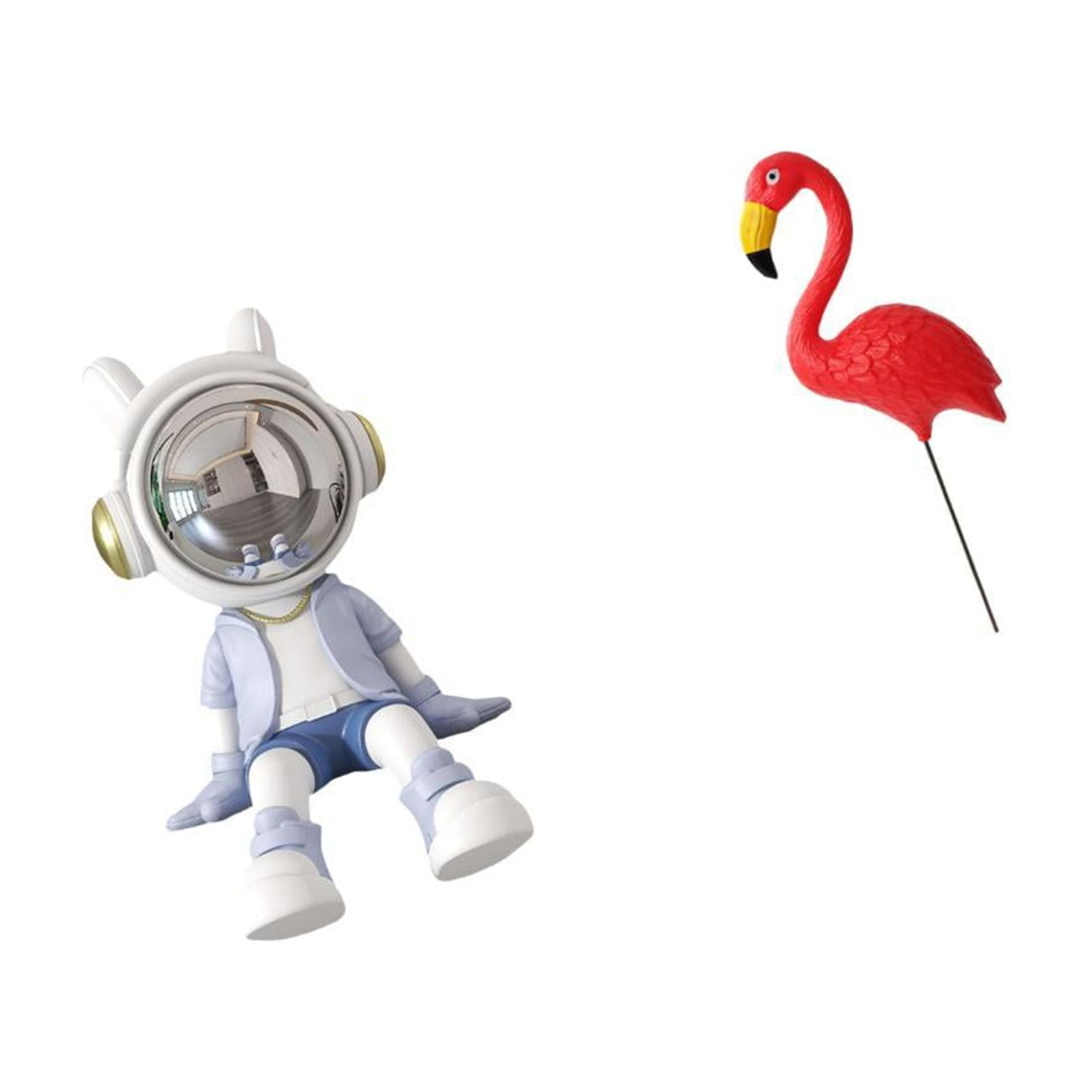 CarpNettore Astronaut Bird Statue Figurine Nordic Sculpture Decorative Ornament for Bookshelf Entrance Living Room Home Decor And Yard Art Flamingo Garden Stake S