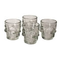 thumbnail image 4 of Set of 4 Clear Glass Gothic Skeleton Skull Face Liquor Shot Glasses Shooters, 4 of 7