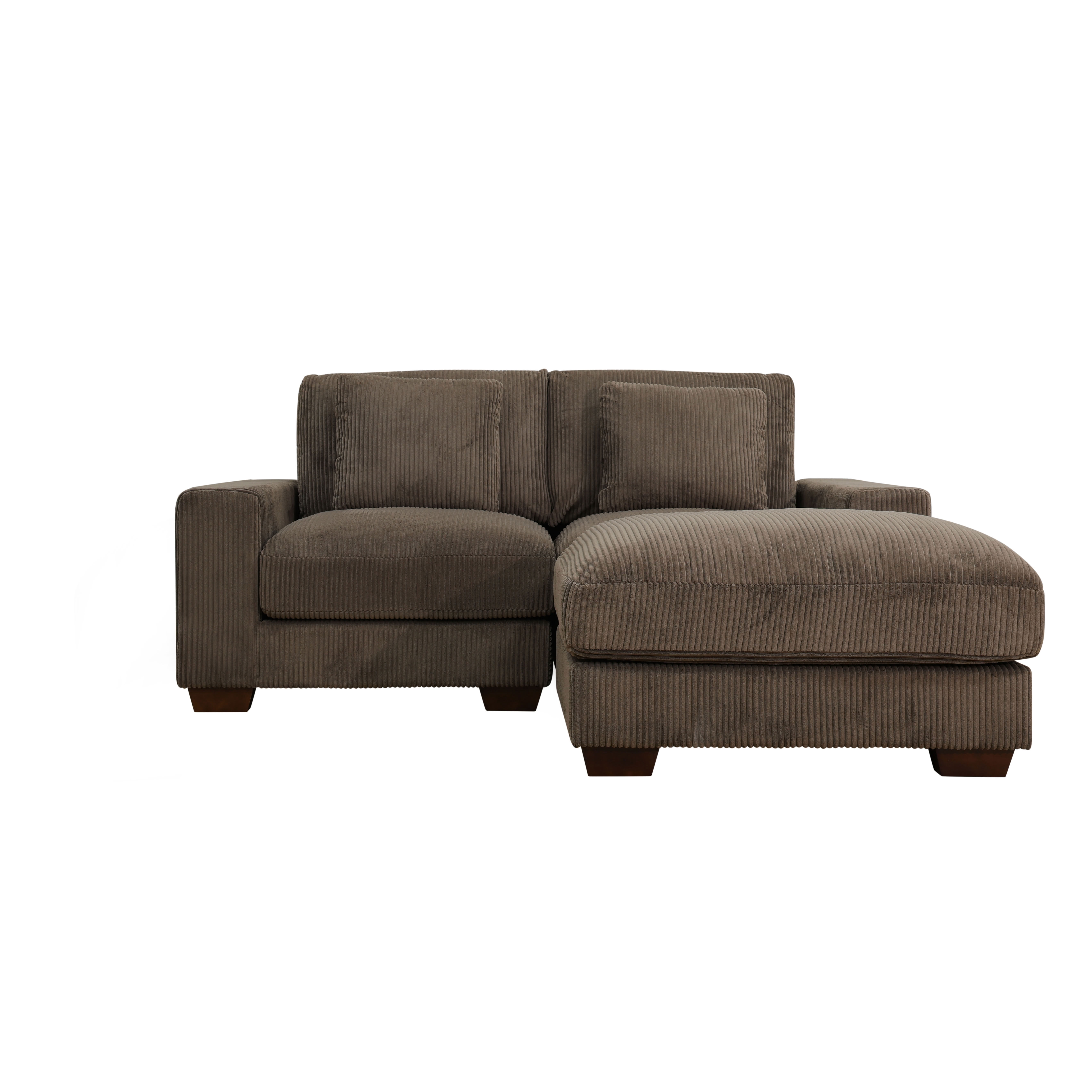 MAYEERTY Modular L-Shaped Sectional Sofa Set, Upholstered Couch with Ottoman & Anti-Insect Solid Wood Frame, for Living Room Family Room Apartment, Brown