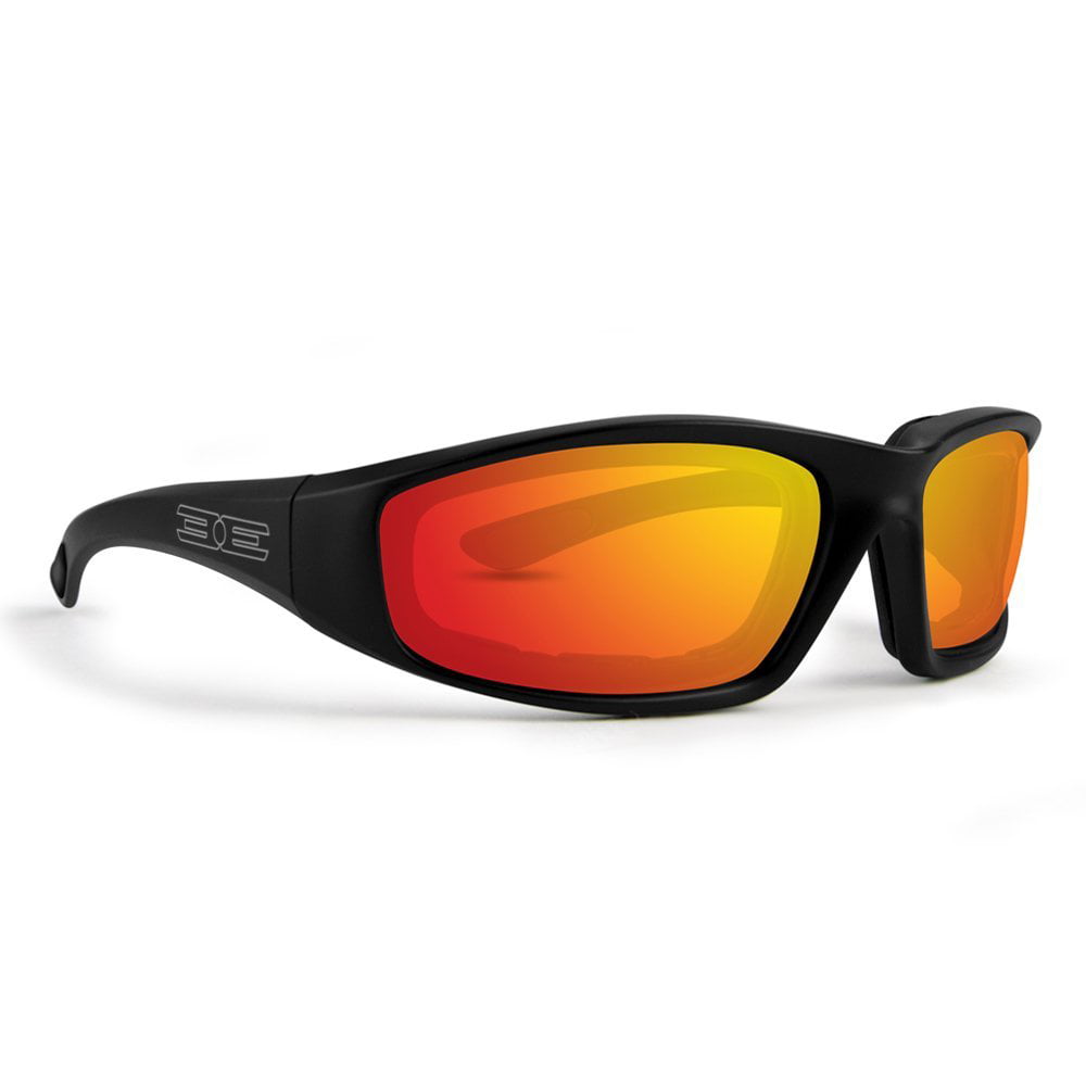 Orange Mirrored Motorcycle Sunglasses Foam Padded for Larger Head Sizes 
