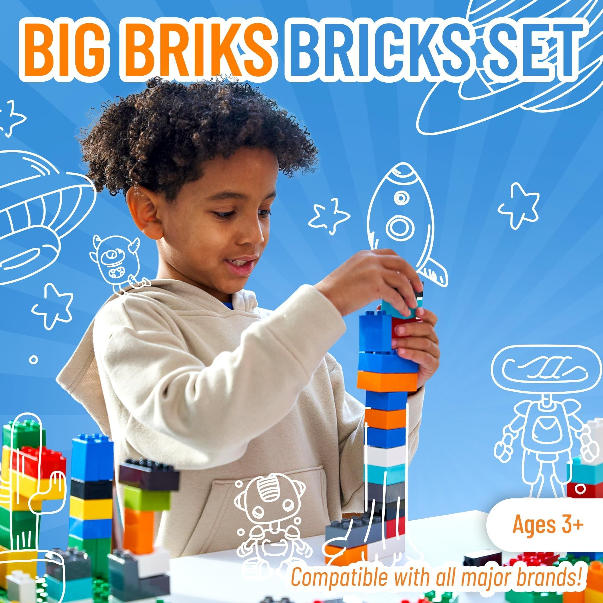 Strictly Briks Toy Large Building Blocks For Kids and Toddlers, Big Bricks Set For Ages 3 and Up, 100% Compatible with All Major Brands,10 Multi Colors, 84 Pieces