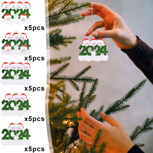 Xihbxyly Venta de Liquidación de Almacén 5 Piezas 2024 Resina Familiar Diy Nombre Escrito a Mano Muñeco de Nieve de Navidad Colgante Resina Decoración Del Árbol de Navidad