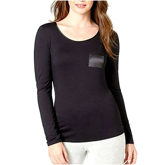 Alfani Black Ultra Soft Long Sleeve Knit Pajama Top Shirt Sleepwear Small