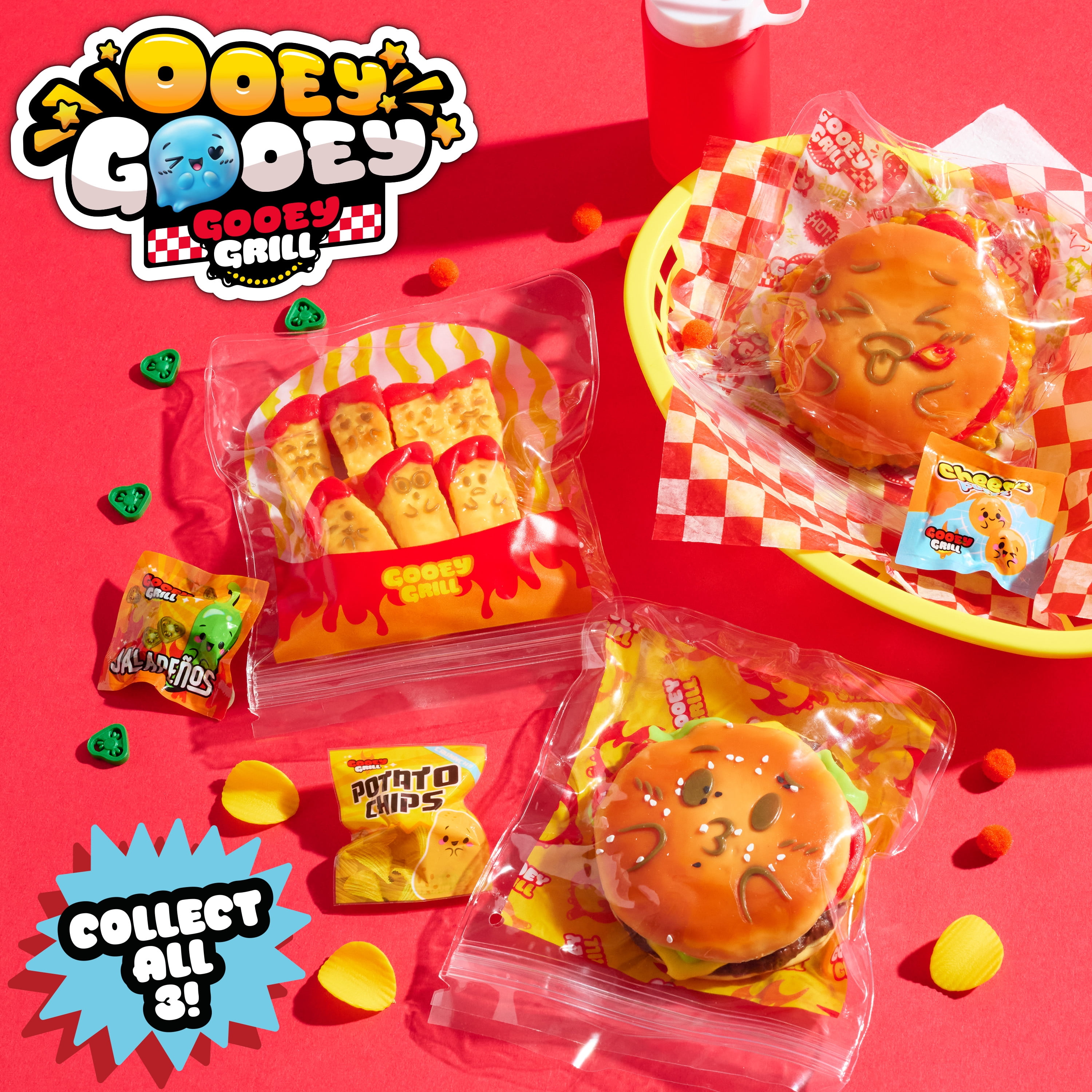 Ooey Gooey Gooey Grill Smooosh Burger Set with Toppings, Fidget and Sensory Toy for Ages 3 Up