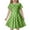 Green, variant on Girls Dresses Children's Fashion Polka Dot Print Slim Short Sleeve Kids Outfits