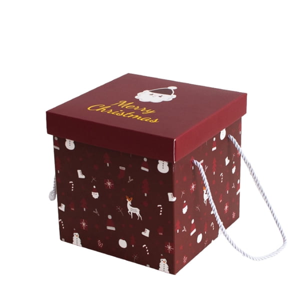 Caja de Regalo Navideña, Cajas Grandes Apilables, Diseño Portátil Vacío, Empaque Plegable, Decoración Navideña, Opciones de Varios Tamaños, Incluye 2 Cajas, 4 Asas, 2 Tapas y 2 Bases.