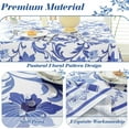 thumbnail image 5 of SASTYBALE Pastoral Tablecloth Rectangle 52 x 70 Inch Blue Flower Print French Country Rustic Table Cloth, Vintage Fabric Table Cover for Farmhouse, Party, Indoor, Outdoor, Blue and White, 5 of 7