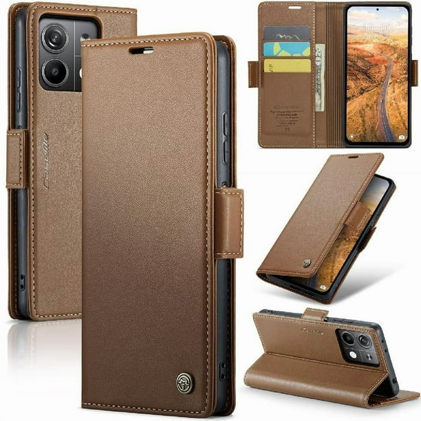 Funda tipo cartera Xiaomi Redmi Note 13 5G con cierre magnético, RFID, tarjetero, soporte, carga inalámbrica