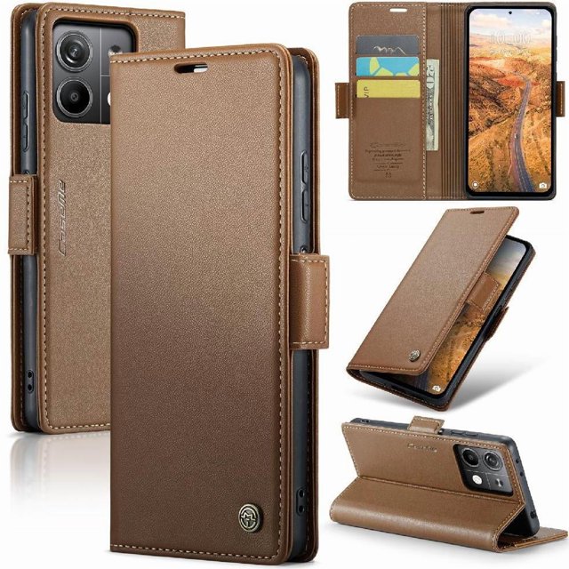 Funda tipo cartera Xiaomi Redmi Note 13 5G con cierre magnético, RFID, tarjetero, soporte, carga inalámbrica