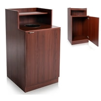Alpine Restaurant Trash Bin Cabinet - Commercial Trash Can Garbage Receptacle with Tray Holder for 32 Gallon Garbage Bin (Mahogany)