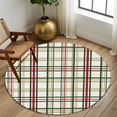 thumbnail image 3 of Green Red Plaid Christmas Round Rug 5ft Washable Circle Kitchen Rugs Non Slip Xmas Checkered Buffalo Large Area Rug Indoor Floor Carpet for Bedroom Living Room Home Office Dining Room Nursery, 3 of 8