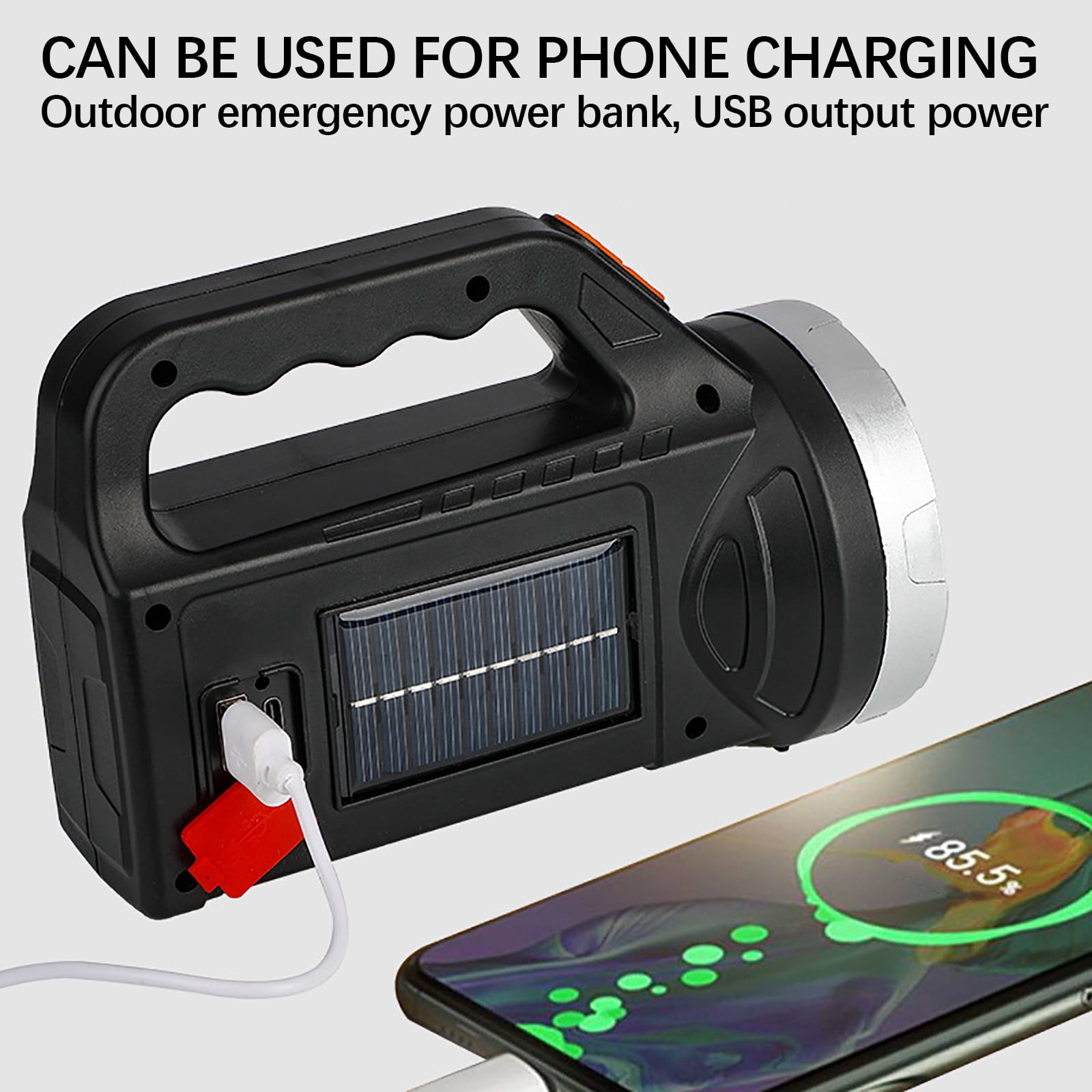 Limited Time Savings,Strong Light Flashlight, Long Battery Life, Solar-Powered, Outdoor Bright, Heavy Duty, For Camping, Hiking, Emergency, Emergency Light Special Edition|metal,Black