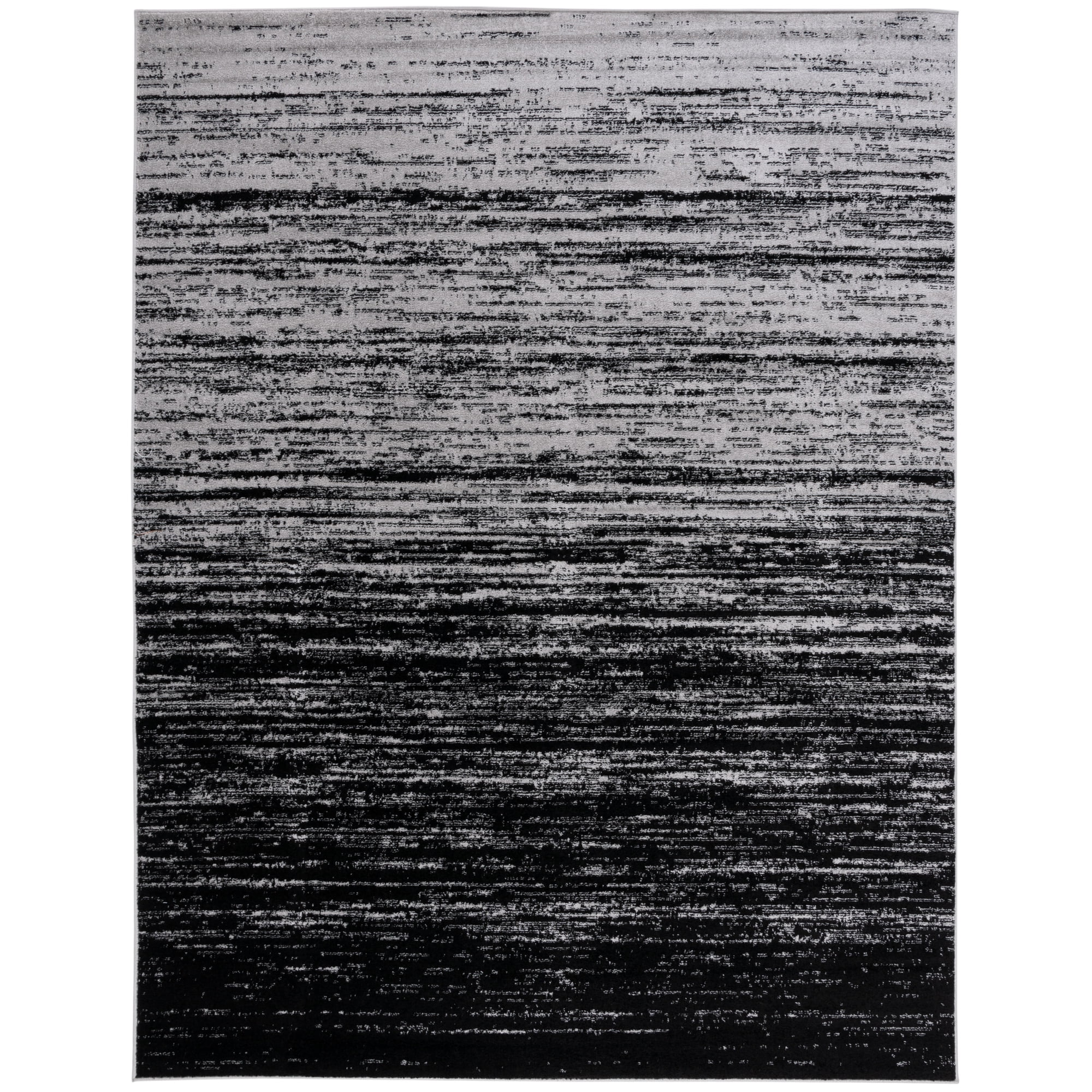 SAFAVIEH Adirondack Esmond Striped Area Rug, Silver/Black, 8' x 10' - Large - Modern Design, Silver & Black, Ideal for Living Room, Bedroom, Dining Space