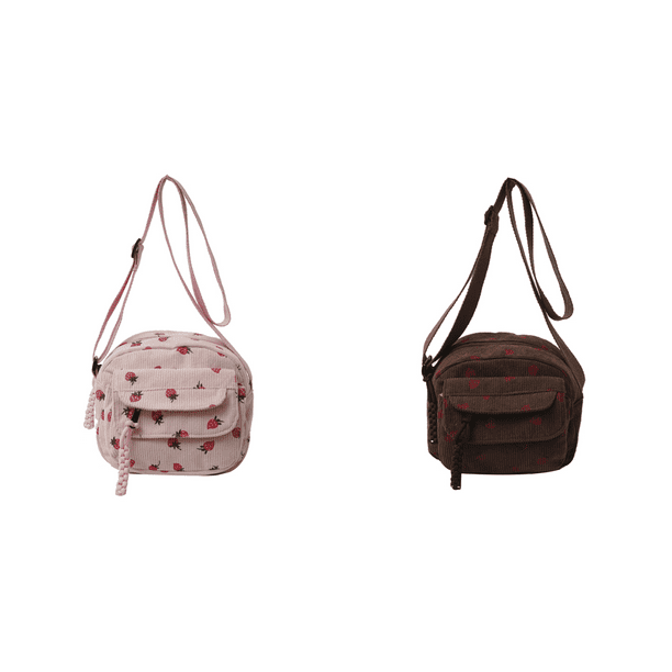 Lindo Bolso Hombro Fresa Cruzado Pana para Mujer () Rosa