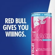 Red Bull Peach Edition Sugarfree Energy Drink, White Peach, 12 fl. oz. can, 114mg Caffeine
