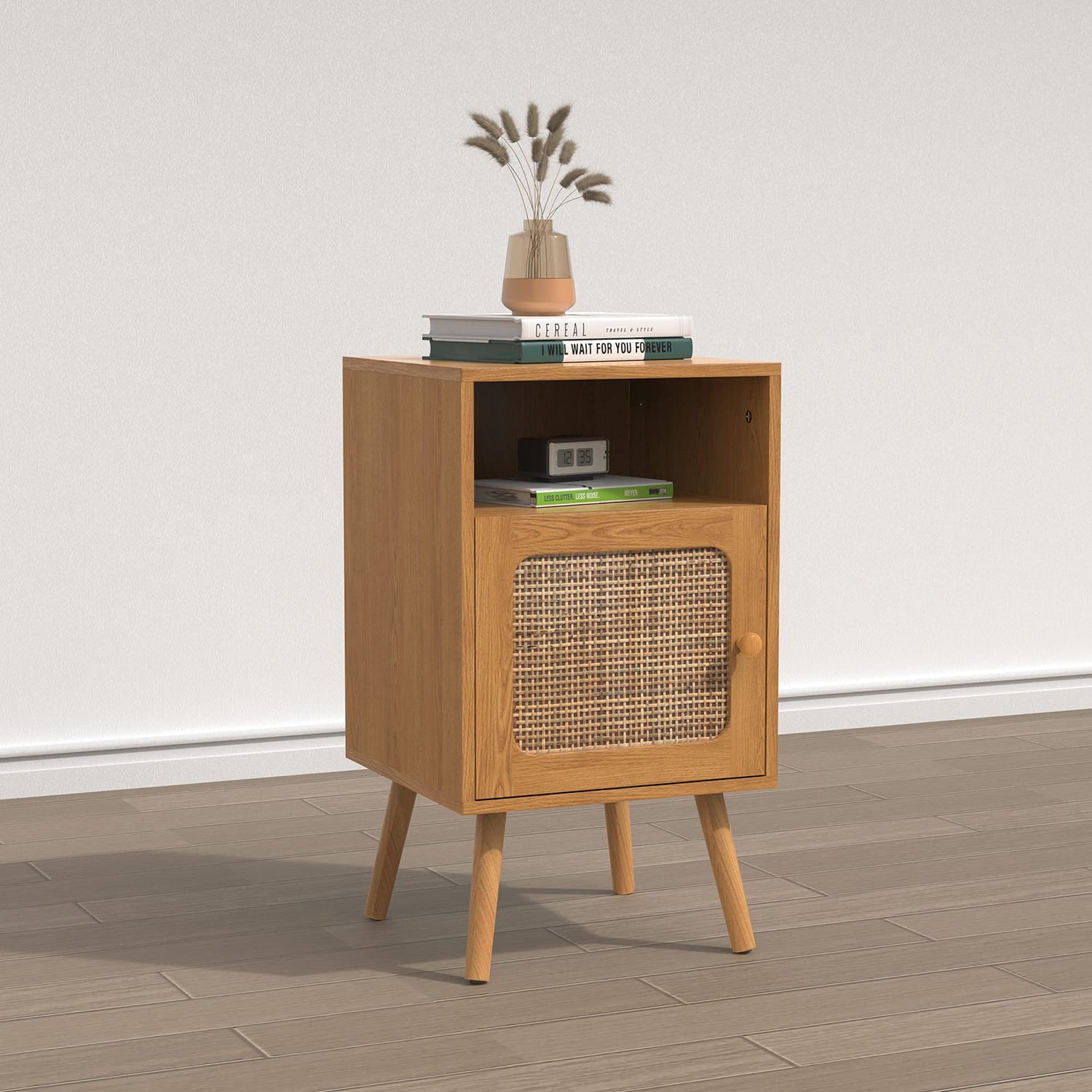 Tolead Rattan Nightstand Set, Boho Nightstand, Mid Century Modern Side