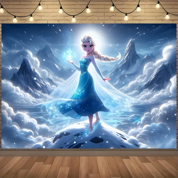Frozen cartoon banner, Happy birthday tapestry, polyester photography, festival party decoration, background logo, background cloth, birthday party