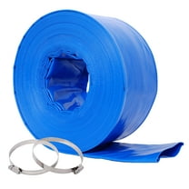 3"x100FT Filter Pool Backwash Hose, Heavy Duty Reinforced Blue PVC Lay Flat Water Discharge Pump Hoses for Swimming Pool Filter Pump,with 2 Clamp