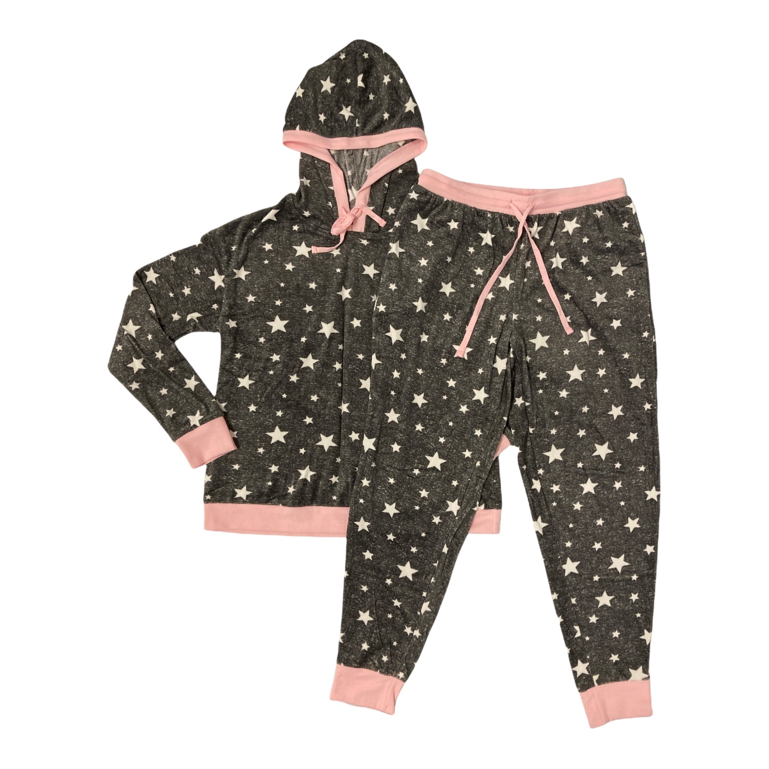 Cuddl Duds Women's 2 Piece Hooded Stretch Fleece Lounge Set (Charcoal Star,  M) - Walmart.com