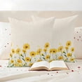 thumbnail image 3 of Yellow Daisy Pillow Covers 2 Pack Watercolor Spring Yellow Floral Plants Linen Texture Pillowcase Waterproof Outdoor Throw Pillow Cover for Patio Garden Square Cushion 18”x18”, 3 of 9