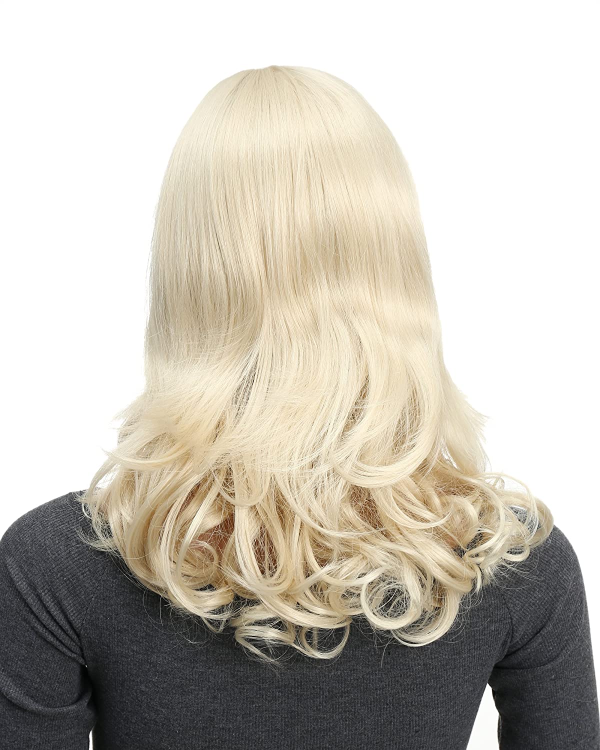 Onedor Full Head Beautiful Long Curly Wave Stunning Wig Charming Curly Costume Wigs with Fringe (pale blonde) - image 3 of 6