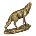 thumbnail image 6 of Full Moon Howling Alpha Gray Wolf Timberwolf Statue In Gold Patina Finish 9"H, 6 of 11