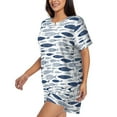 thumbnail image 2 of Lsque Blue Fish Women's Short-Sleeved Pajama Set - 2 Piece Soft and Lightweight Sleepwear Set-3X-Large, 2 of 9