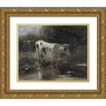 thumbnail image 1 of Sommers, Mindy 32x26 Gold Ornate Wood Framed with Double Matting Museum Art Print Titled - Cow Reflection, 1 of 4