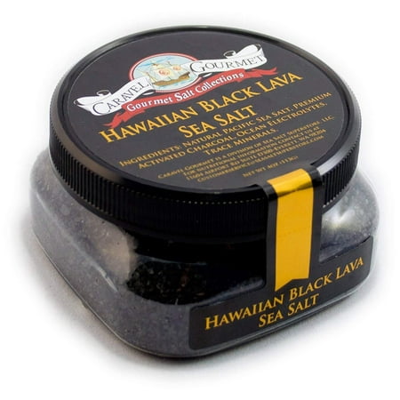 Hawaiian Black Lava Sea Salt - All-Natural Unrefined Hawaiian Sea Salt Infused with Activated Charcoal - Gorgeous Finishing Salt - No Gluten, No MSG, Non-GMO - 4 oz. Stackable Jar Single