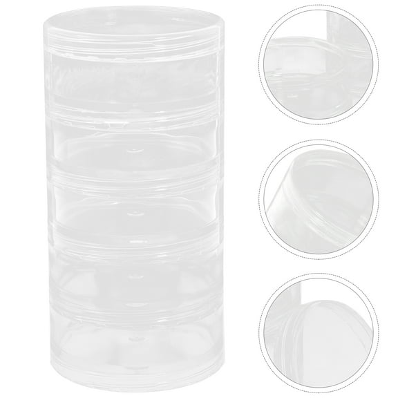 LIOOBO Plastic Transparent Round Cylinder Storage Box for Cosmetics Jewelry Beads Organizer