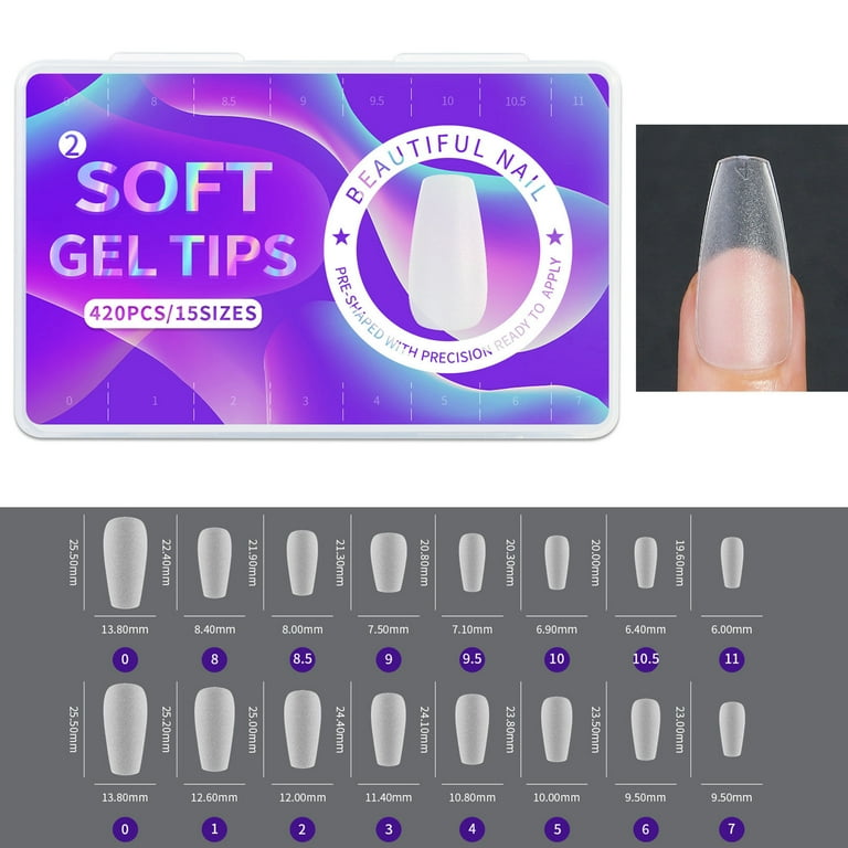 LA TALUS 420Pcs Box Fake Nails Easy to Paste Long Lasting Removable Clear Matte Nail Extension Acrylic Extra Short Almond Nail Tips Nail Salon