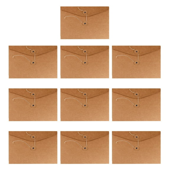 10pcs Kraft Paper File Pockets A4 Document Envelope Bags Retro File Packing Pouches