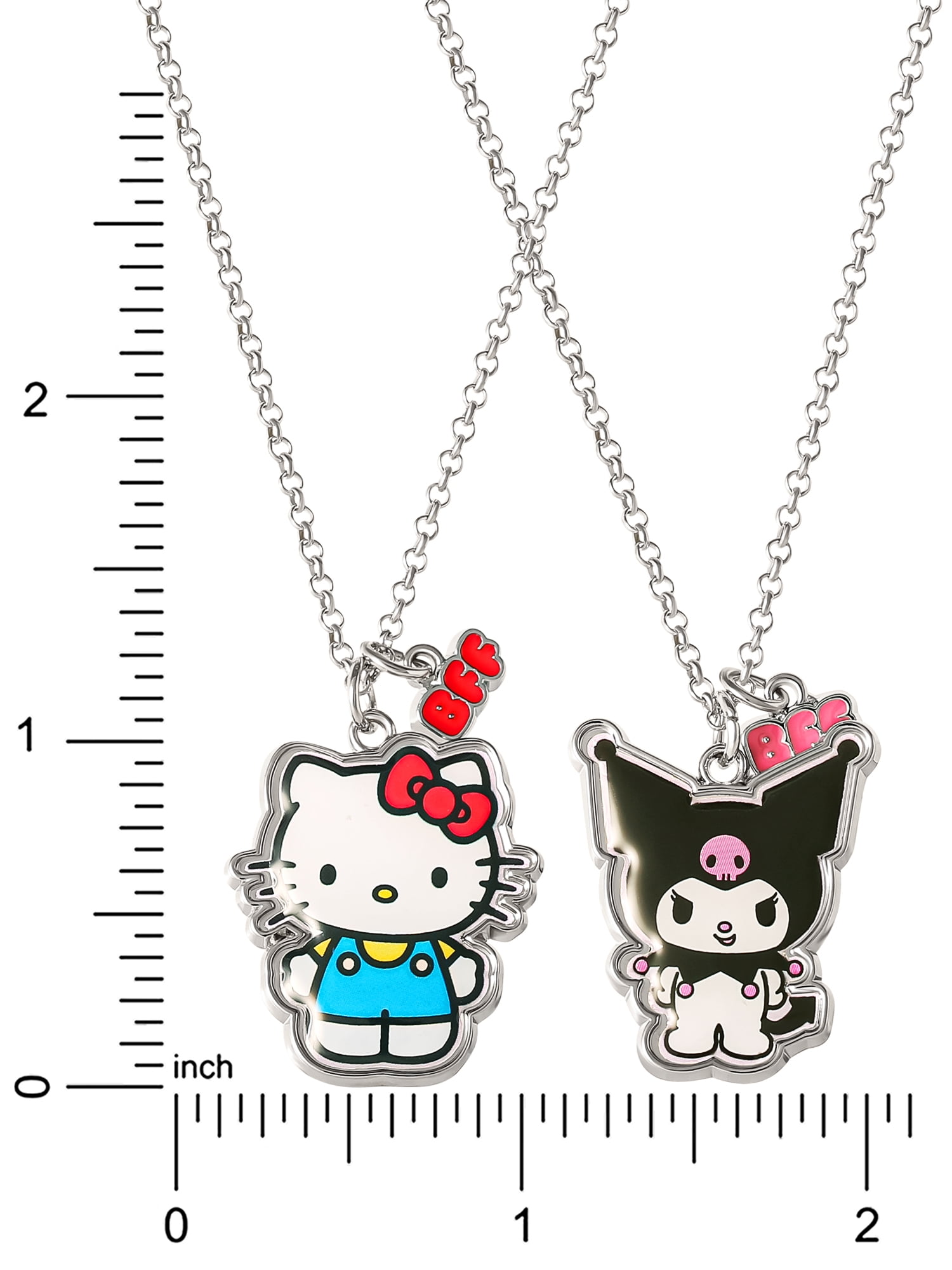 Sanrio Girls/ Tween Hello Kitty & Kuromi Best Friends Necklace, Set of 2 with BFF Charm, 18"