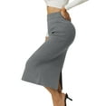 thumbnail image 4 of INSPIRE CHIC Women's Elastic High Waist Slit Hem Stretchy Classic Midi Skirts L Grey, 4 of 6