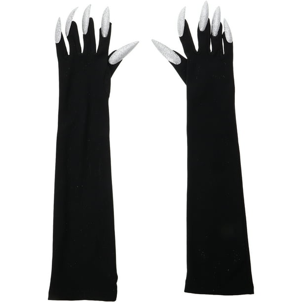 FELTECHELECTR 1 par de guantes de disfraz de Halloween con uñas largas (negros)