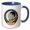 Blue/White, variant on 3drose, Louis Male Name, Moon, Man, and a Cheetah Head. Cool Gift for a Man, 11oz Mug