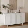 thumbnail image 2 of Gexpusm Stylish and Functional 4-Door Intaglio Storage Cabinet with Pine Legs, Solid Wood Pulls and MDF, for Living Room Bedroom,and Kitchen,White, 2 of 6