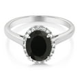 thumbnail image 3 of Gem Stone King 10K White Gold Black Onyx and Diamond Halo Engagement Ring | 2.14 Cttw | Oval 9X7MM | Gemstone Birthstone | Wedding Anniversary Promise Ring for Women (Size 6.5), 3 of 6