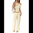 thumbnail image 2 of Conjuntos de Dos Piezas para Mujer, Top Corto Informal de un Solo Hombro, Pantalones Anchos y Conjuntos Y2K A Juego. Amarillo M, 2 of 7