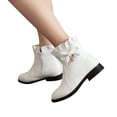 thumbnail image 4 of Women Fashion Waterproof Snow Boots Ladies Cute Fashion Bow Solid Color Flat Round Toe Square Heel Short Student Style Boots, 4 of 7