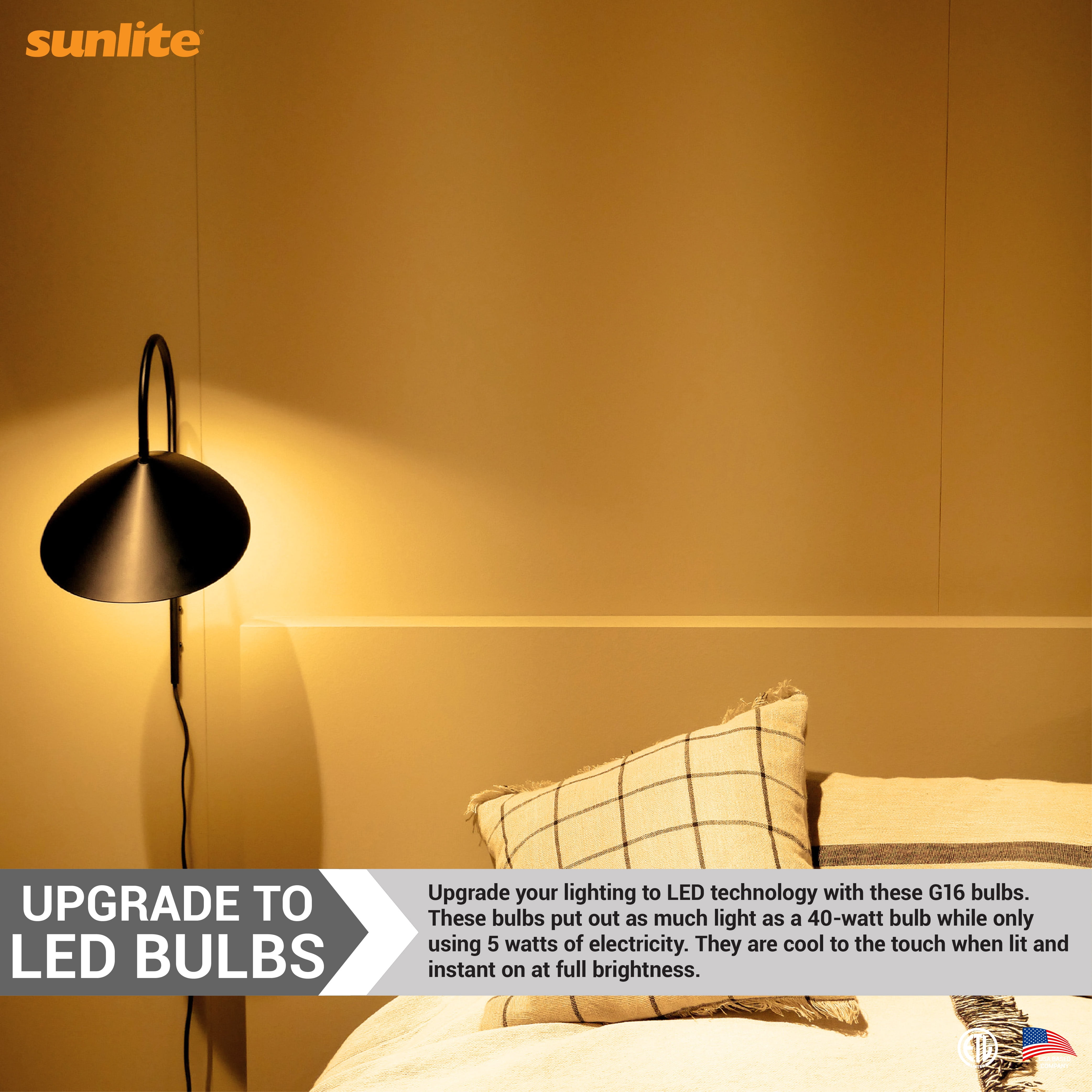 Sunlite G16 LED Dimmable Vanity Globe Light Bulbs, 5W (40W Equiv.), 350 Lumens, E26 Base, 3000K Warm White, Clear, 6-Pack