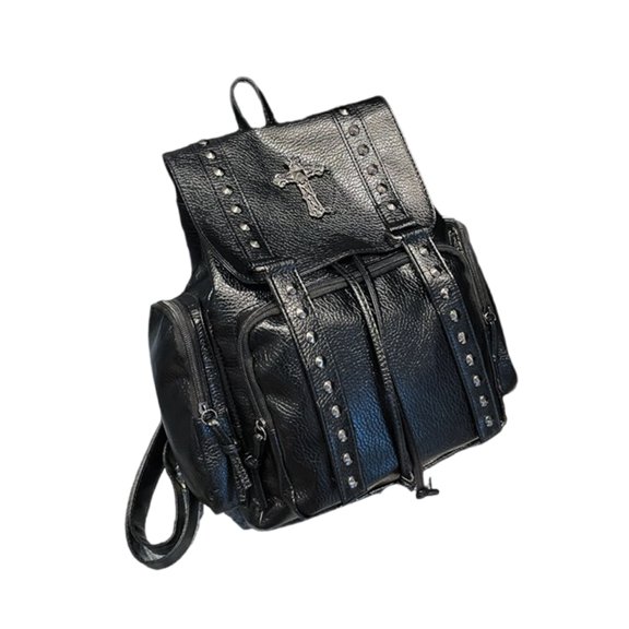 Fogun Fashionable PU Leather Backpack Purse With Rivet Detailing School Bag Large Daypack For Casual Travel And Daily Use