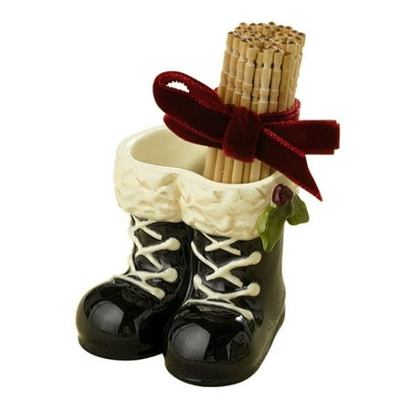 Pressed Glass Toothpick (Merry Christmas Party Supplies Glass Black Boots White Laces Toothpick Holder, Holiday decoration assorted toothpick holders By Grasslands)